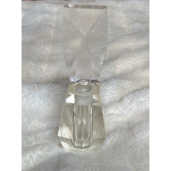 Set of 2 Crystal Lead Cut Clear Glass Perfume Bottles with Stoppers Vanity Decor - Picture 7 of 16